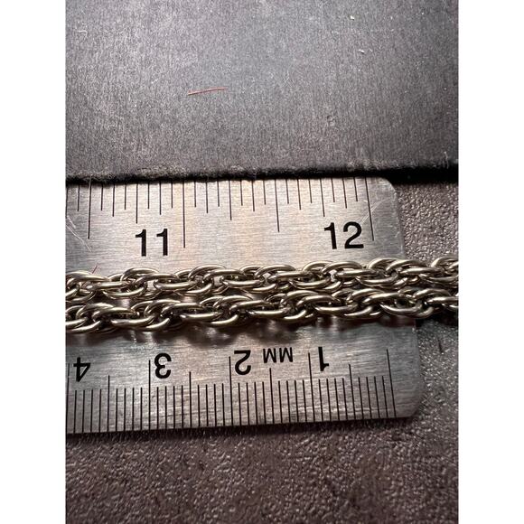 Vintage 1928 Silver Tone Filigree Medallion Rope Chain Necklace 28” - Picture 11 of 12